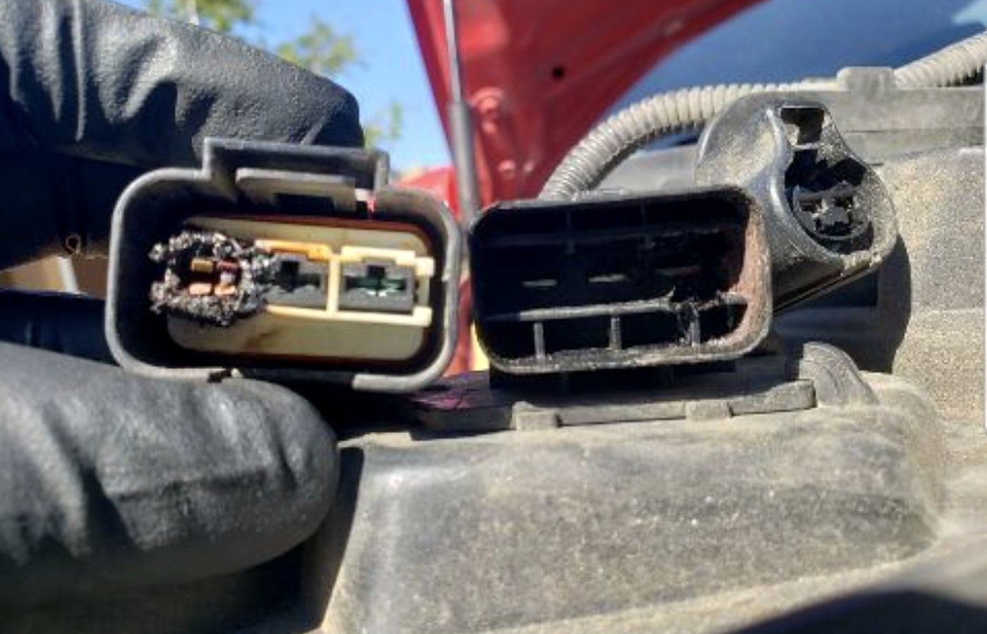 Burned connector found during a Lubbock no start diagnosis